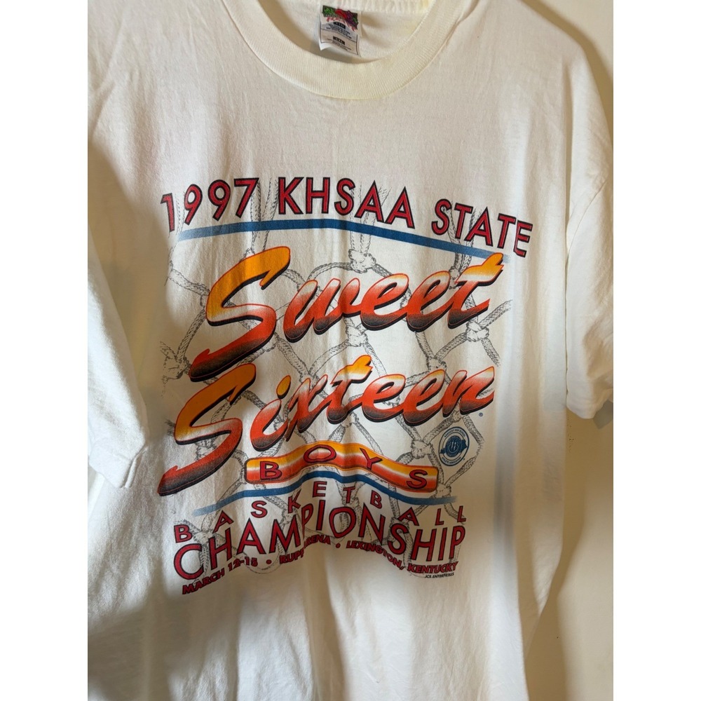 Vintage 1997 KHSAA Sweet Sixteen Basketball Championship T-Shirt XXL White USA